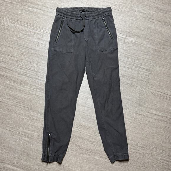 Athleta Pants - ATHLETA Pants Jogger Zipper Ankle Moto Style Size 0 Gray Drawstring